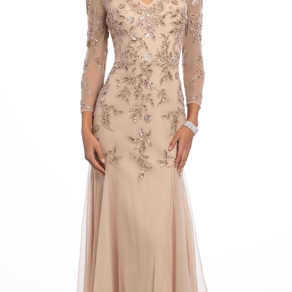 Camille Mesh Embellished trumpet Long  dress size 14